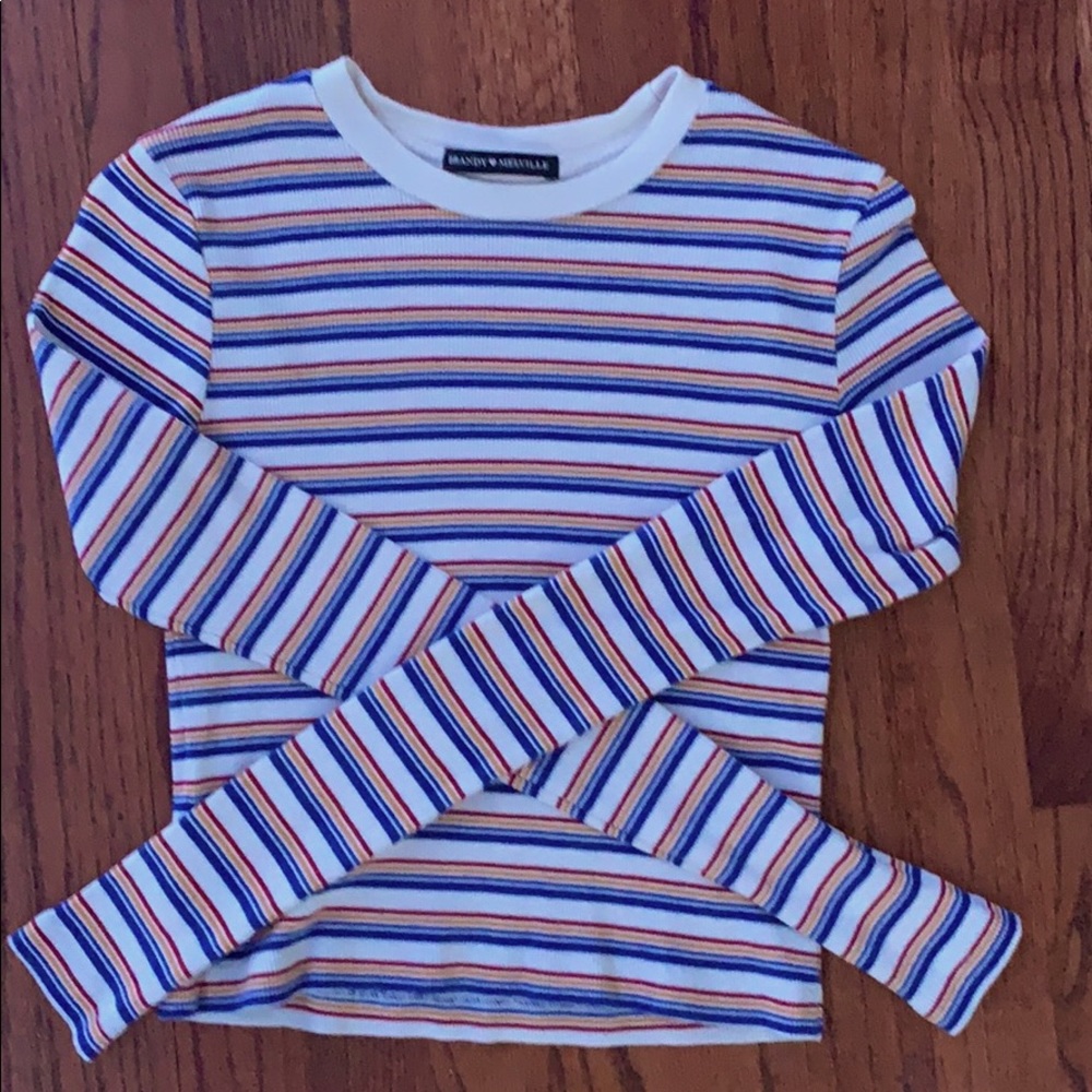 brandy melville rainbow striped long-sleeve